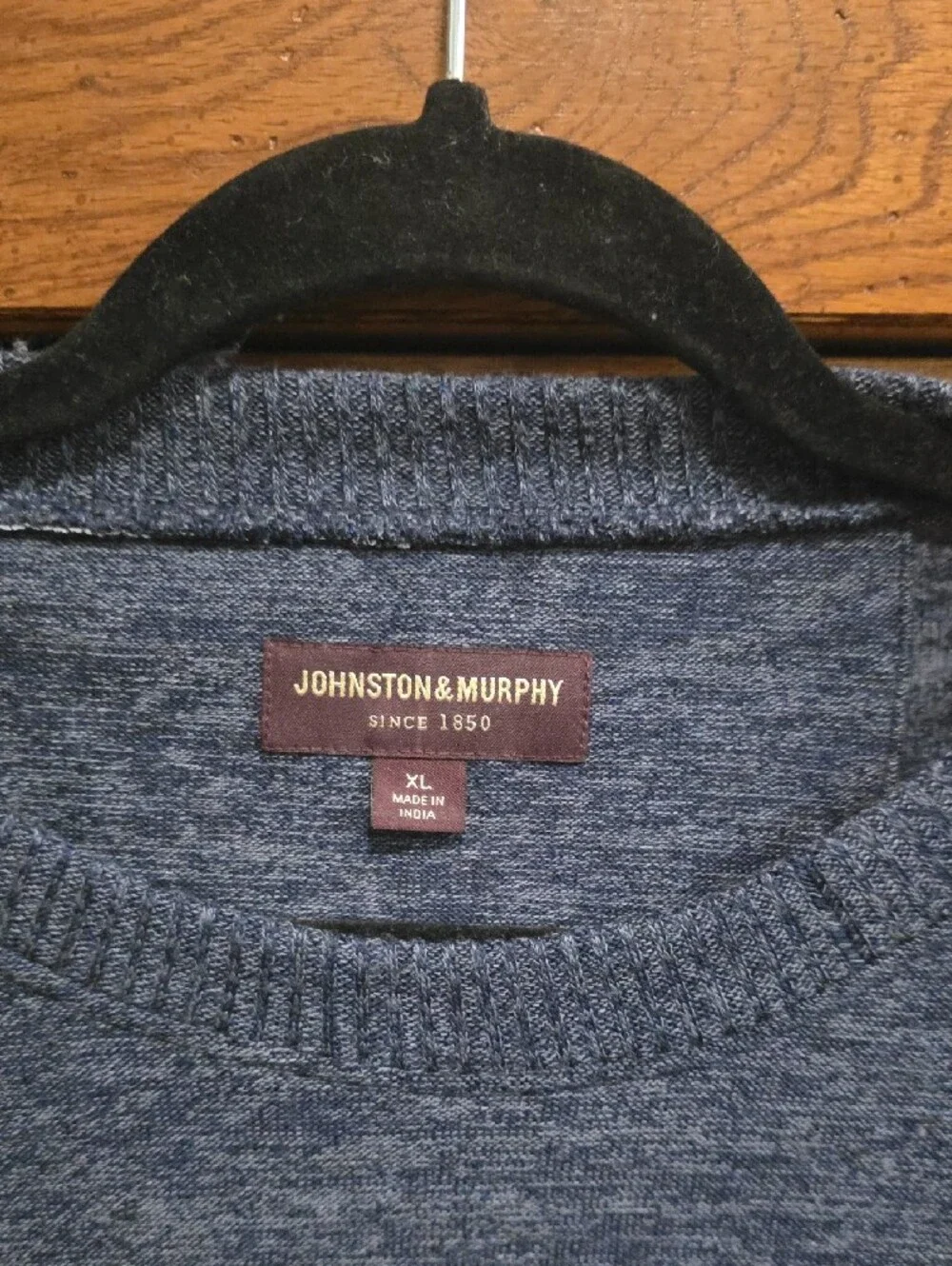 Johnston & Murphy Heathered Navy Crewneck Sweater